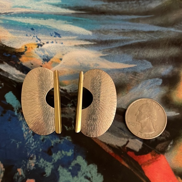 Lonna Keller Sterling Silver w/Gold Brass Post Earrings - Picture 6 of 8